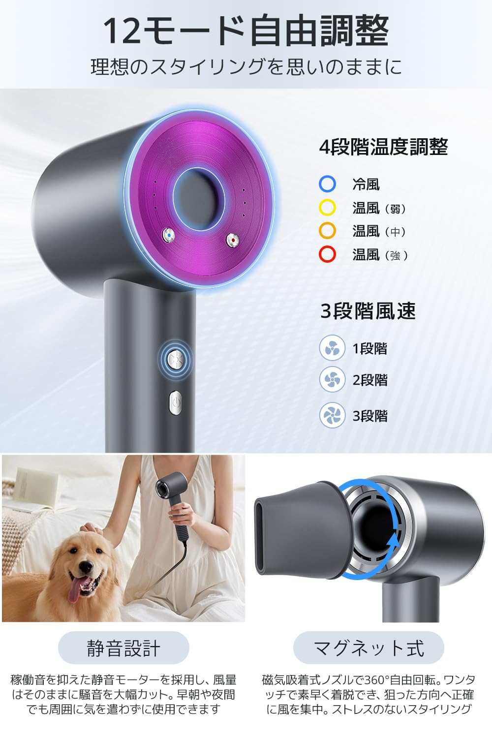 Amazon | 【2025年革新モデル・5億マイナスイオン】 ドライヤー 大風量